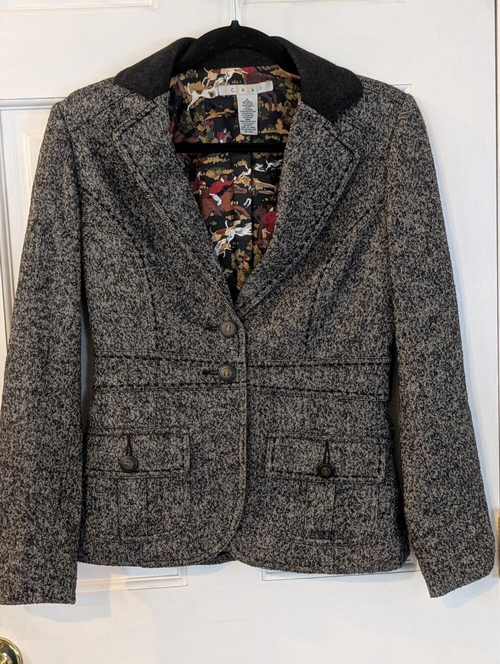 Cabi | Fox Hunt Equestrian Tweed Blazer | Size 0